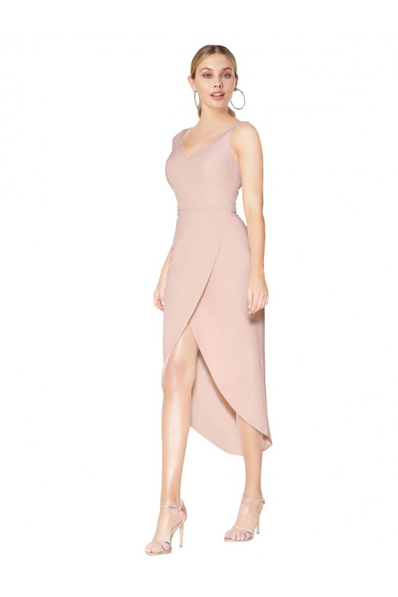 Sleeveless Mauve V-Back Mermaid Spaghetti Straps High Low Evening Gown / Prom Dress / Bridesmaid Dress Maidstone