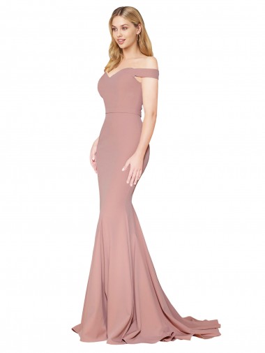 Sleeveless Dusty Pink Mermaid Off the Shoulder Formal Evening Gown / Prom Dress / Bridesmaid Dress Maidstone