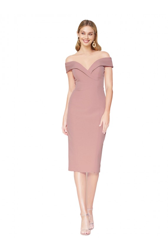 Sleeveless Dusty Pink Mermaid Off the Shoulder Black Tie Evening Gown / Prom Dress / Bridesmaid Dress Maidstone