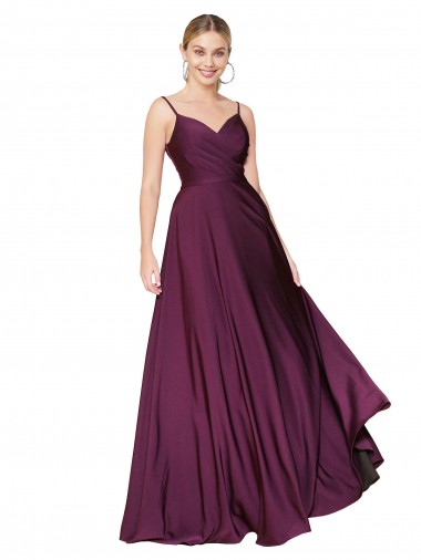 Sleeveless Wild Berry V-Back A-Line Spaghetti Straps Formal Evening Gown / Prom Dress / Bridesmaid Dress Maidstone