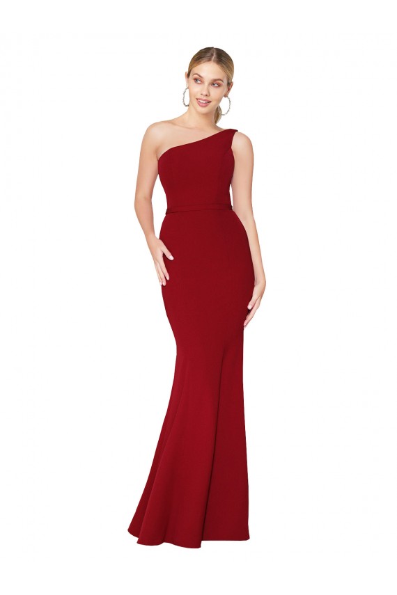 Sleeveless Burgundy Mermaid One Shoulder Formal Evening Gown / Prom Dress / Bridesmaid Dress Maidstone