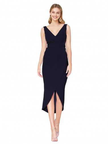 Sleeveless Dark Navy Mermaid V-Neck High Low Evening Gown / Prom Dress / Bridesmaid Dress Maidstone