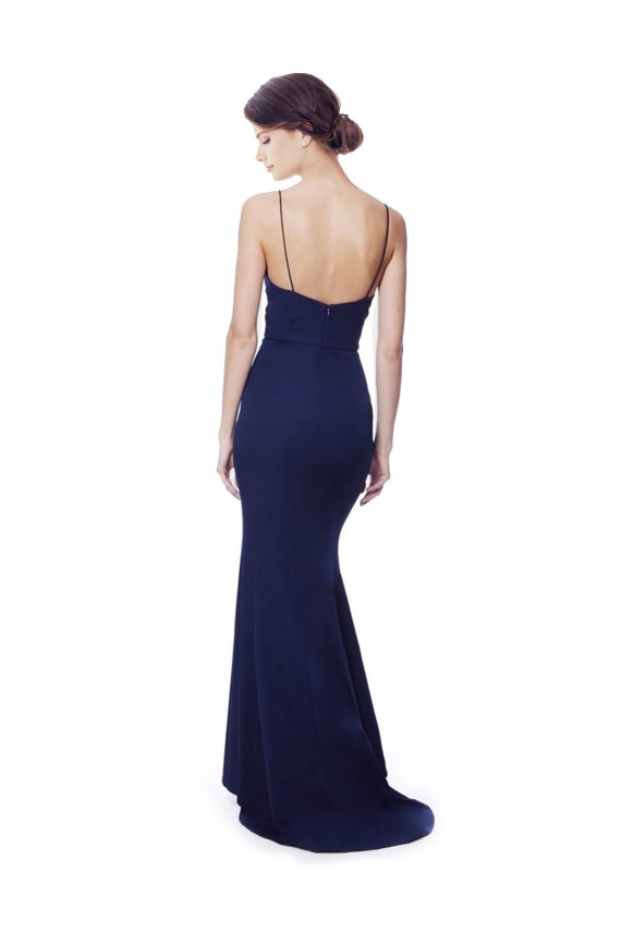 Sleeveless Navy Blue Open Back Mermaid Spaghetti Straps Formal Dress / Bridesmaid Dress Maidstone
