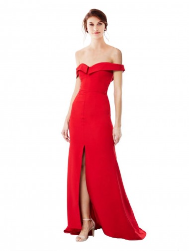 Sleeveless Red A-Line Off the Shoulder Bridesmaid Dress / Evening Dress Maidstone