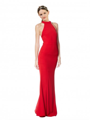 Sleeveless Red Mermaid Halter Neck Prom Dress / Bridesmaid Dress Maidstone