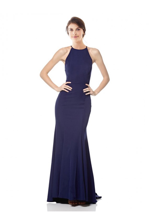 Sleeveless Navy Blue Mermaid Halter Neck Bridesmaid Dress / Formal Dress Maidstone