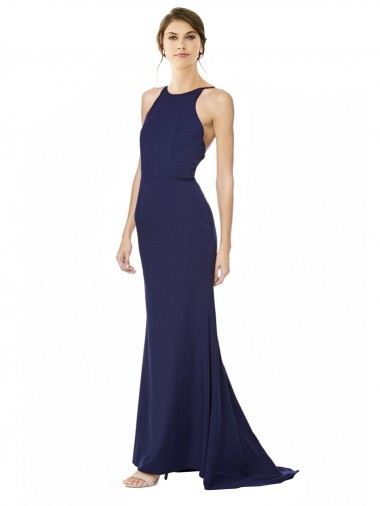 Sleeveless Navy Blue Criss Cross Open Back Mermaid Halter Neck Formal Evening Gown / Prom Dress / Bridesmaid Dress Maidstone