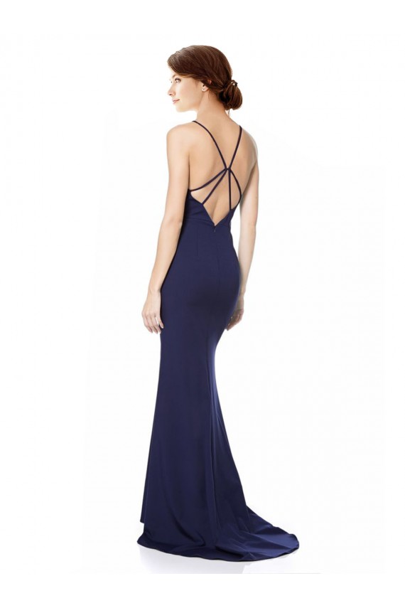 Sleeveless Navy Blue Criss Cross Open Back Mermaid Halter Neck Formal Evening Gown / Prom Dress / Bridesmaid Dress Maidstone