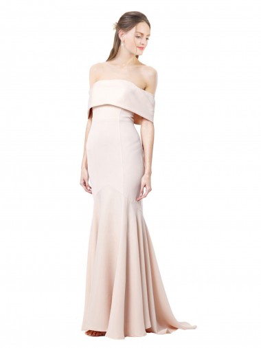 Sleeveless Nude Mermaid Off the Shoulder Formal Evening Gown / Prom Dress / Bridesmaid Dress Maidstone