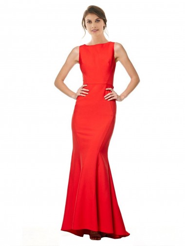 Sleeveless Red Open Back Mermaid Halter Neck Bridesmaid Dress / Evening Gowns Maidstone