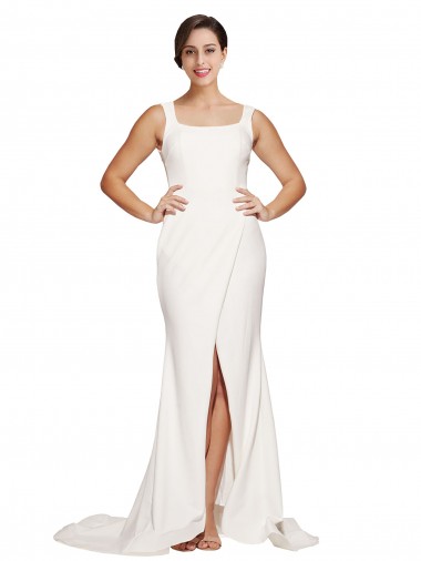 Sleeveless Ivory Low Back Sheath Square Neck Semi Formal Evening Dress / Prom Dress / Bridesmaid Dress Maidstone