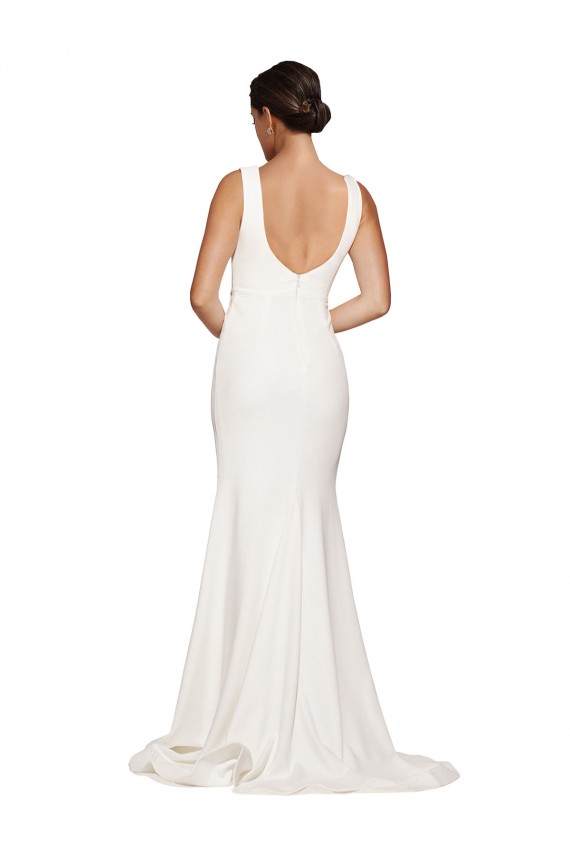 Sleeveless Ivory Low Back Sheath Square Neck Semi Formal Evening Dress / Prom Dress / Bridesmaid Dress Maidstone