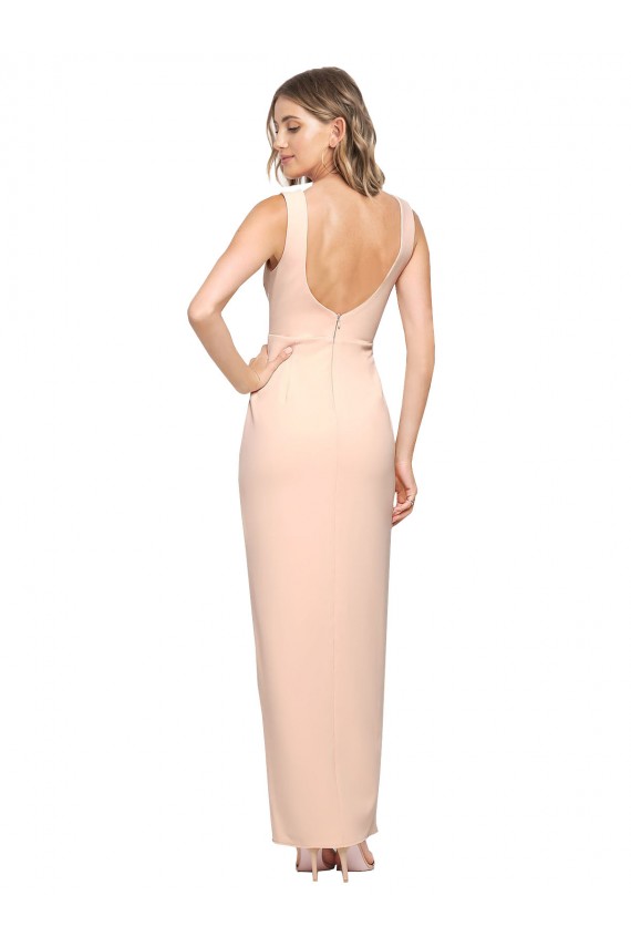 Sleeveless Nude Sheath Square Neck Formal Evening Gown / Prom Dress / Bridesmaid Dress Maidstone
