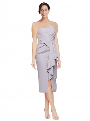 Sleeveless Arctic Lilac Low Back Sheath Strapless High Low Evening Gown / Prom Dress / Bridesmaid Dress Maidstone