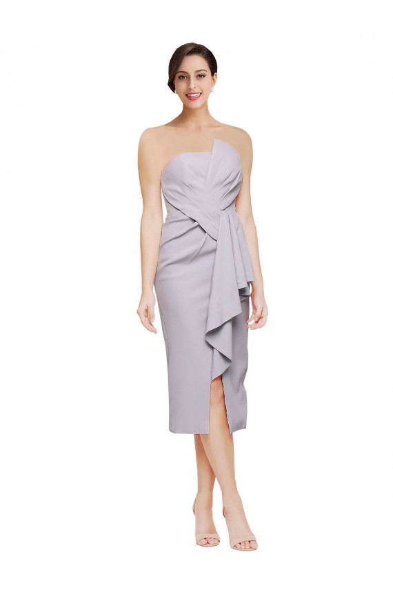 Sleeveless Arctic Lilac Low Back Sheath Strapless High Low Evening Gown / Prom Dress / Bridesmaid Dress Maidstone