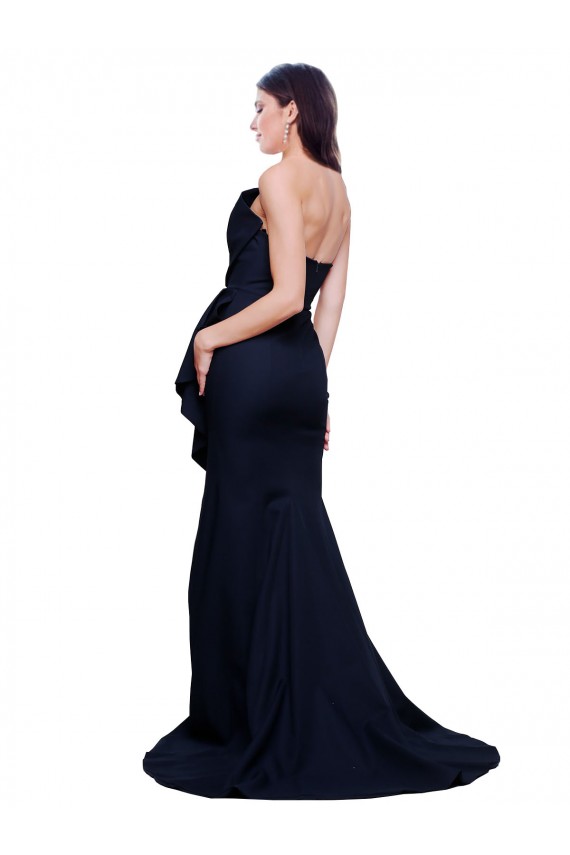 Sleeveless Dark Navy Low Back Sheath Strapless Semi Formal Evening Dress / Prom Dress / Bridesmaid Dress Maidstone
