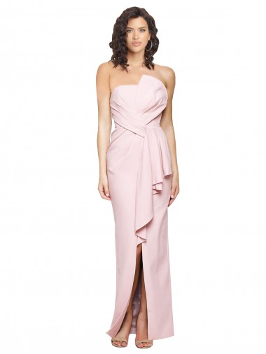Sleeveless Pink Low Back Sheath Strapless Formal Dress / Bridesmaid Dress Maidstone