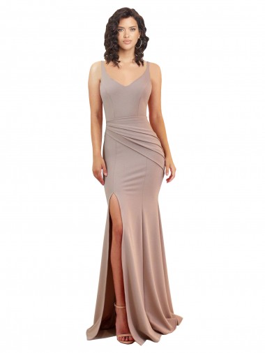 Sleeveless Dusty Pink Low Back Mermaid V-Neck Black Tie Evening Gown / Prom Dress / Bridesmaid Dress Maidstone