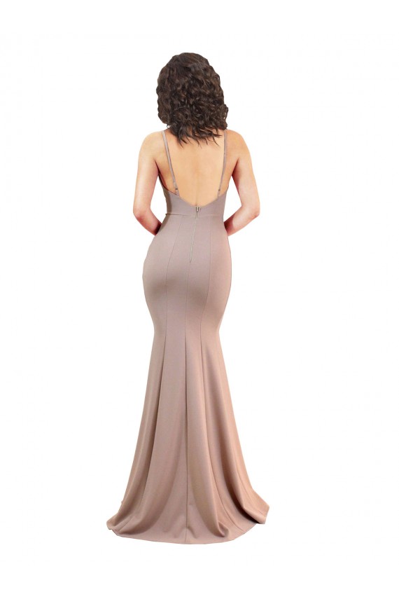 Sleeveless Dusty Pink Low Back Mermaid V-Neck Black Tie Evening Gown / Prom Dress / Bridesmaid Dress Maidstone