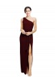 Sleeveless Burgundy Gold Sheath One Shoulder Black Tie Evening Gown / Prom Dress / Bridesmaid Dress Maidstone