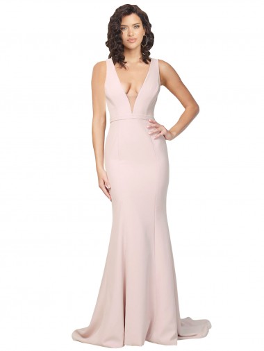 Sleeveless Pink V-Back Sheath V-Neck Black Tie Evening Gown / Prom Dress / Bridesmaid Dress Maidstone
