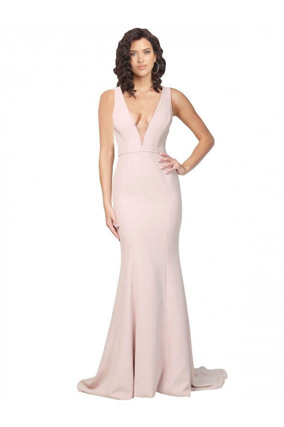 Sleeveless Pink V-Back Sheath V-Neck Black Tie Evening Gown / Prom Dress / Bridesmaid Dress Maidstone