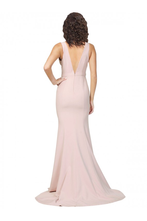 Sleeveless Pink V-Back Sheath V-Neck Black Tie Evening Gown / Prom Dress / Bridesmaid Dress Maidstone