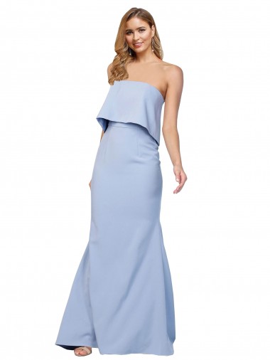 Sleeveless Light Sky Blue Low Back A-Line Strapless Formal Dress / Bridesmaid Dress Maidstone