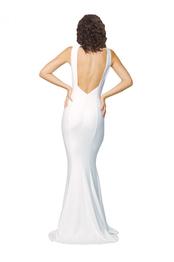 Sleeveless Ivory Low Back Sheath High Neck Formal Evening Gown / Prom Dress / Bridesmaid Dress Maidstone