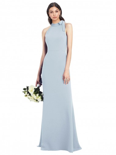 Sleeveless Light Sky Blue Open Back Trumpet Bow Neck Semi Formal Evening Dress / Prom Dress / Bridesmaid Dress Maidstone