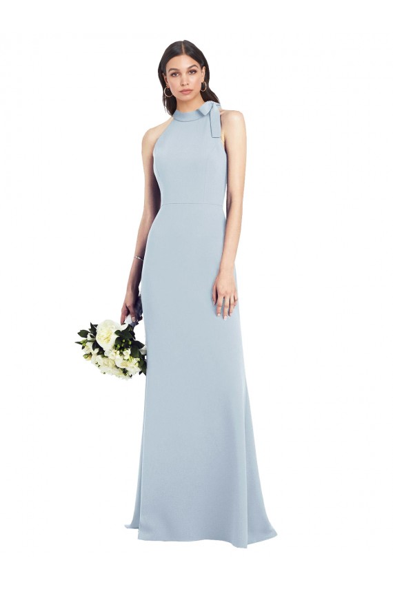 Sleeveless Light Sky Blue Open Back Trumpet Bow Neck Semi Formal Evening Dress / Prom Dress / Bridesmaid Dress Maidstone