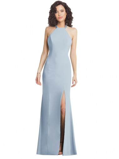 Sleeveless Light Sky Blue Criss Cross Back Trumpet Halter Neck Formal Evening Gown / Prom Dress / Bridesmaid Dress Maidstone
