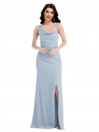 Sleeveless Light Sky Blue Trumpet One Shoulder Formal Dress / Bridesmaid Dress Maidstone