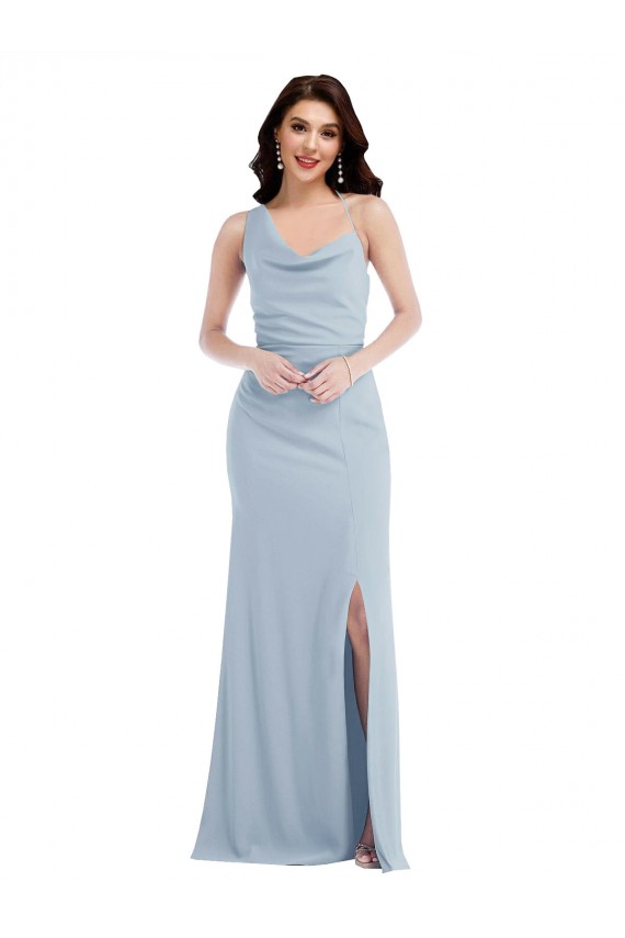 Sleeveless Light Sky Blue Trumpet One Shoulder Formal Dress / Bridesmaid Dress Maidstone