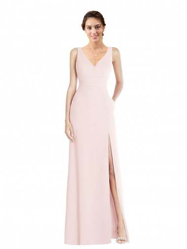 Sleeveless Pink Low Back A-Line V-Neck Black Tie Evening Dress / Prom Dress / Bridesmaid Dress Maidstone