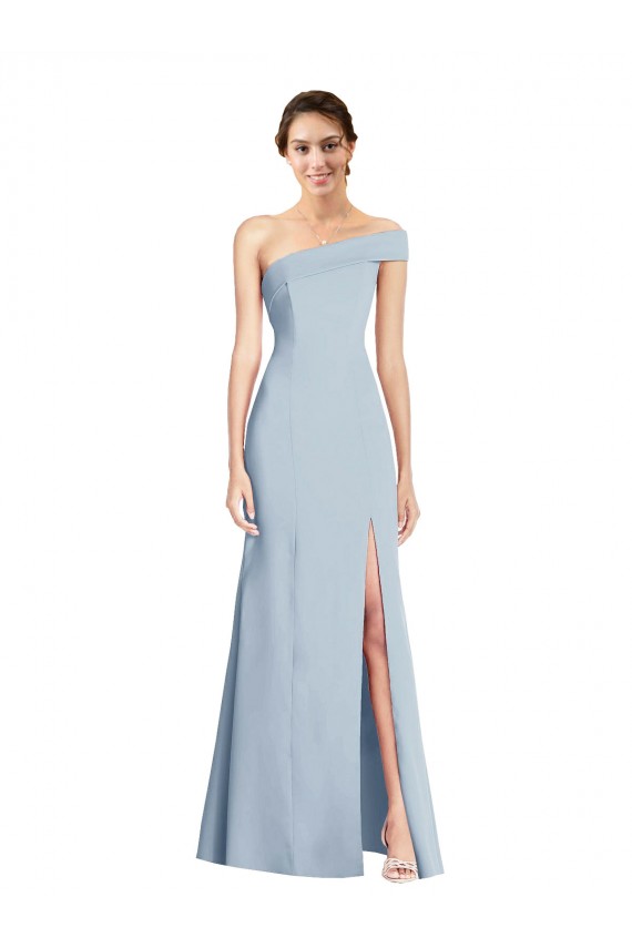 Sleeveless Light Sky Blue Trumpet Off the Shoulder Formal Evening Gown / Prom Dress / Bridesmaid Dress Maidstone