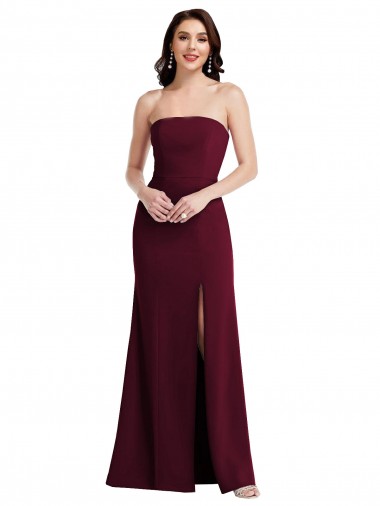 Sleeveless Burgundy Gold Trumpet Strapless Semi Formal Evening Dress / Prom Dress / Bridesmaid Dress Maidstone