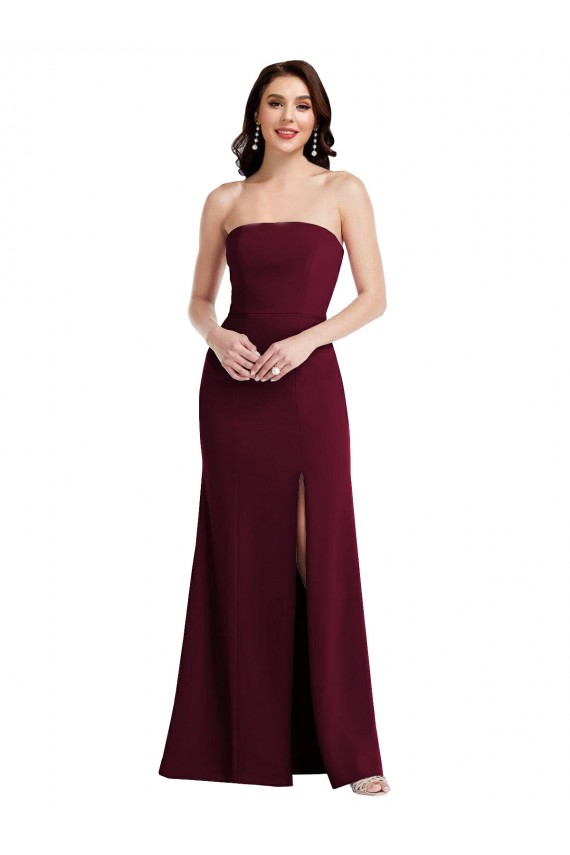 Sleeveless Burgundy Gold Trumpet Strapless Semi Formal Evening Dress / Prom Dress / Bridesmaid Dress Maidstone