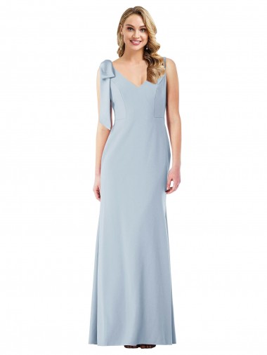 Sleeveless Light Sky Blue V-Back Trumpet V-Neck Semi Formal Evening Dress / Prom Dress / Bridesmaid Dress Maidstone