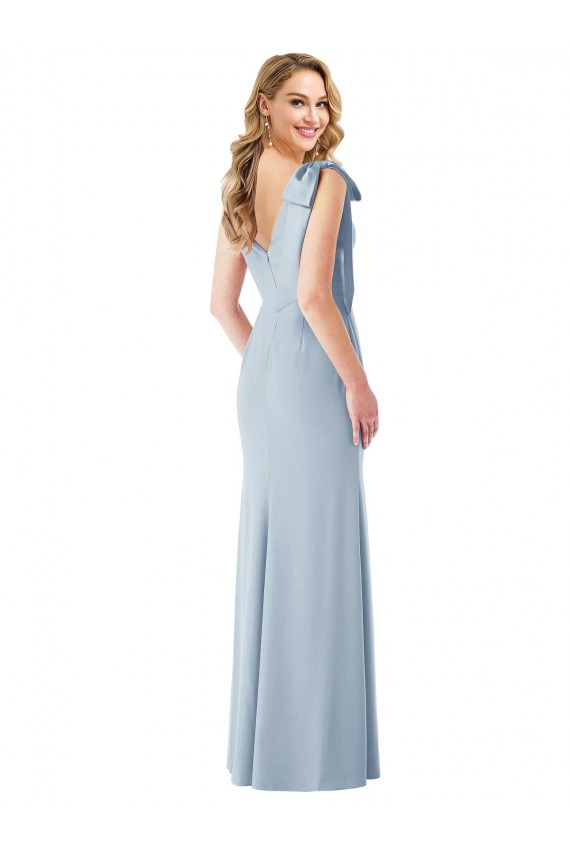 Sleeveless Light Sky Blue V-Back Trumpet V-Neck Semi Formal Evening Dress / Prom Dress / Bridesmaid Dress Maidstone