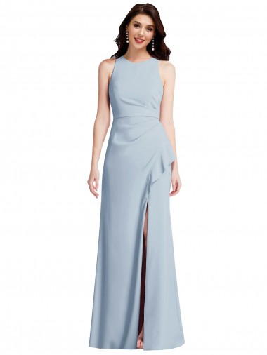 Sleeveless Light Sky Blue Trumpet Halter Neck Formal Dress / Bridesmaid Dress Maidstone