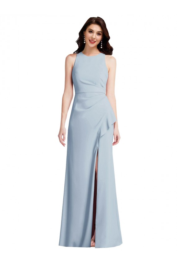 Sleeveless Light Sky Blue Trumpet Halter Neck Formal Dress / Bridesmaid Dress Maidstone