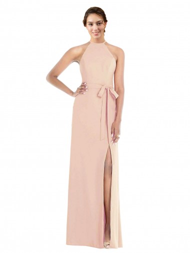 Sleeveless Nude Criss Cross Back Trumpet Halter Neck Formal Evening Gown / Prom Dress / Bridesmaid Dress Maidstone