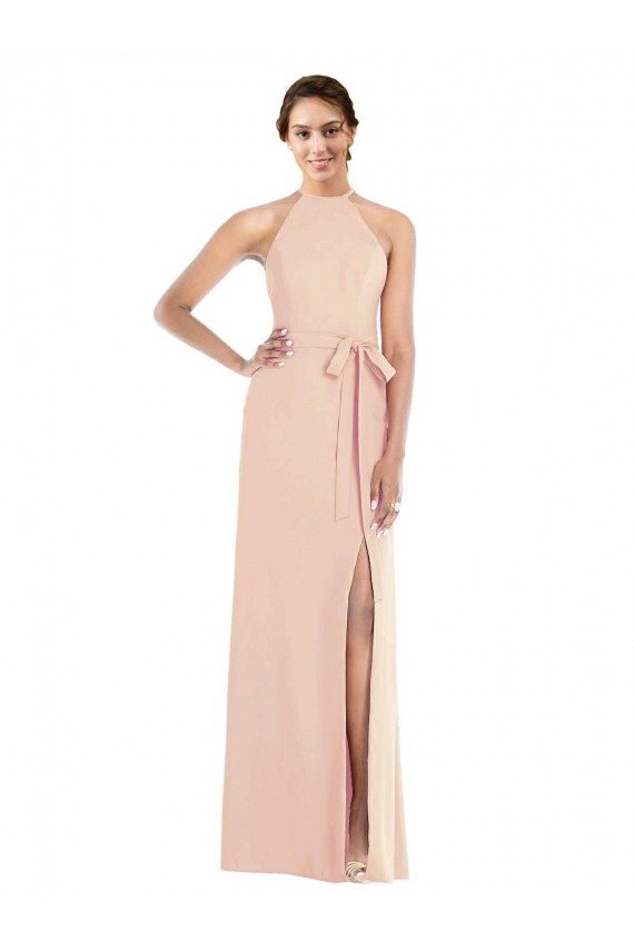Sleeveless Nude Criss Cross Back Trumpet Halter Neck Formal Evening Gown / Prom Dress / Bridesmaid Dress Maidstone
