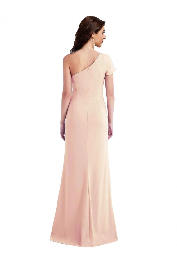 Cap Sleeves Nude Trumpet One Shoulder Formal Evening Gown / Prom Dress / Bridesmaid Dress Maidstone