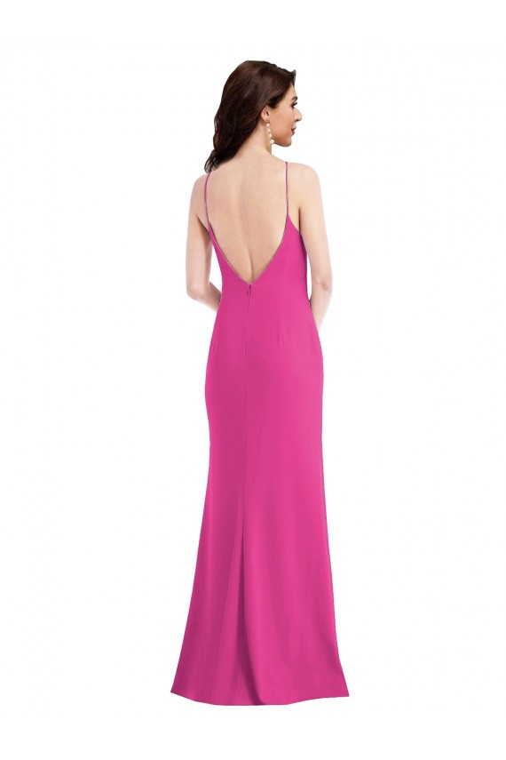 Sleeveless Fuchsia Open Back Trumpet Halter Neck Formal Evening Gown / Prom Dress / Bridesmaid Dress Maidstone