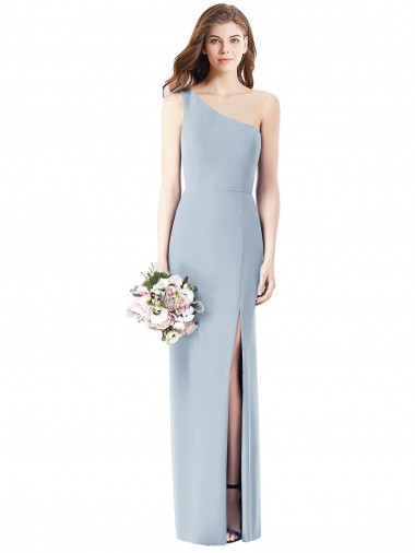 Sleeveless Light Sky Blue Trumpet One Shoulder Semi Formal Evening Dress / Prom Dress / Bridesmaid Dress Maidstone