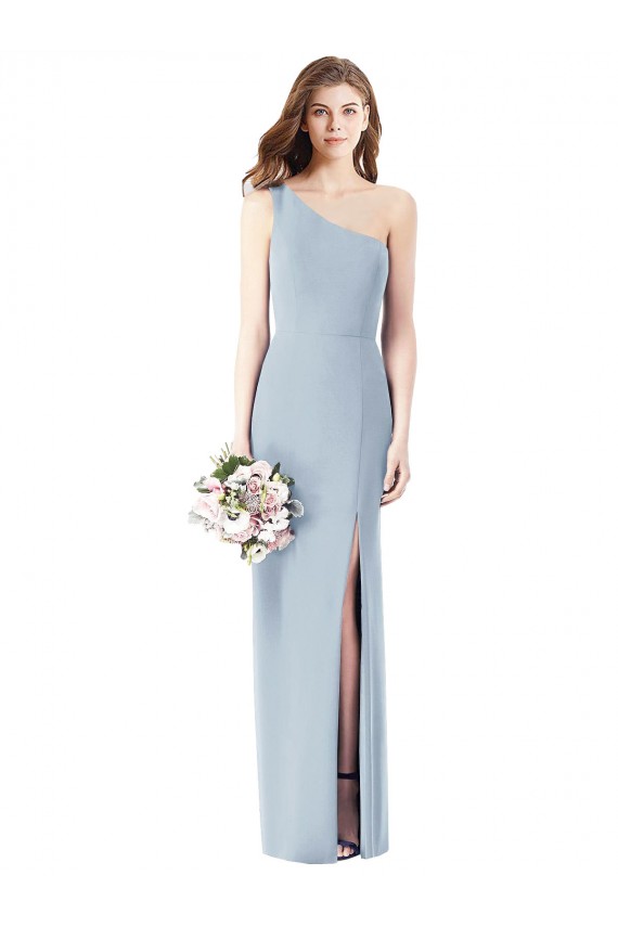 Sleeveless Light Sky Blue Trumpet One Shoulder Semi Formal Evening Dress / Prom Dress / Bridesmaid Dress Maidstone