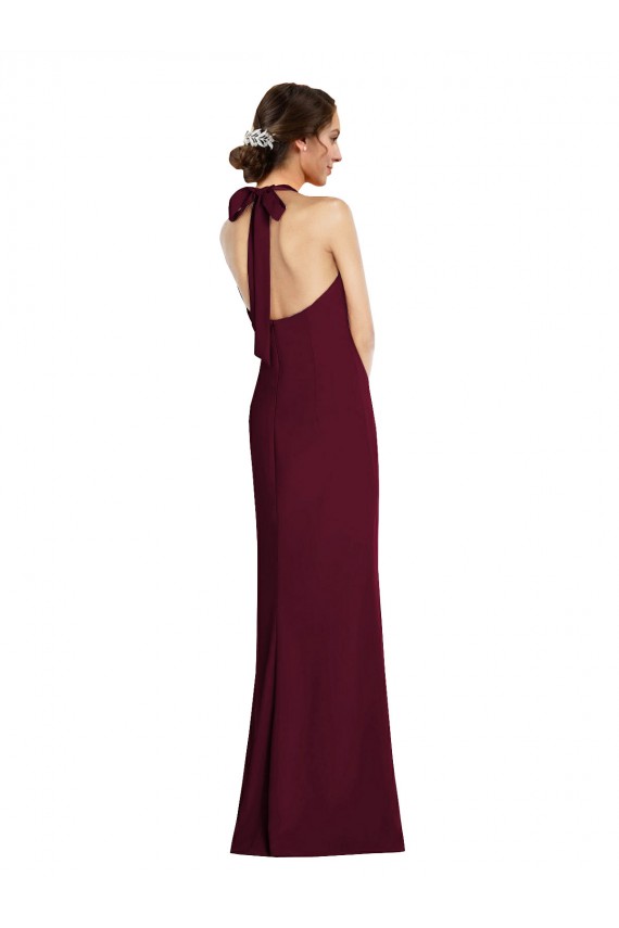 Sleeveless Burgundy Gold Open Back Trumpet Halter Neck Semi Formal Evening Dress / Prom Dress / Bridesmaid Dress Maidstone