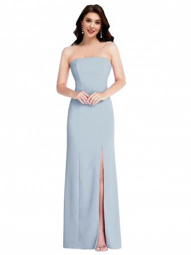 Sleeveless Light Sky Blue Low Back A-Line Strapless Formal Evening Gown / Prom Dress / Bridesmaid Dress Maidstone